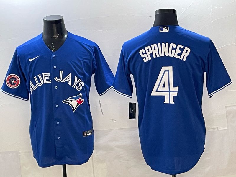 Men 2025 Toronto Blue Jays #4 Springer Blue Game Nike MLB Jersey style 04->toronto blue jays->MLB Jersey